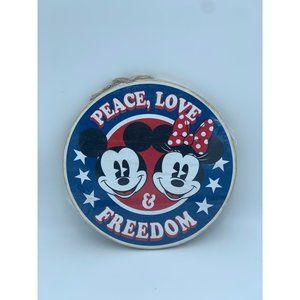 Disney Mickey and Minnie Mouse Patriotic Hanging Wooden Sign